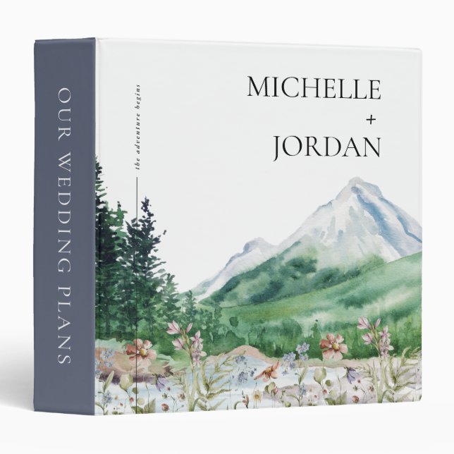 Rustic Mountain Wildflower | Wedding Plans 3 Ring Binder (Front/Spine)