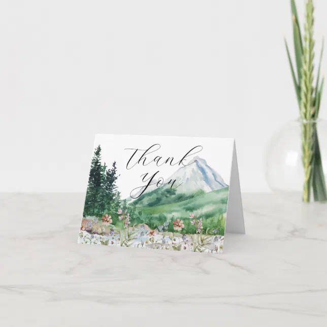 Rustic Mountain Wildflower | Wedding Thank You Card | Zazzle