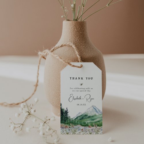 Rustic Mountain Wildflower  Wedding Thank You Gift Tags