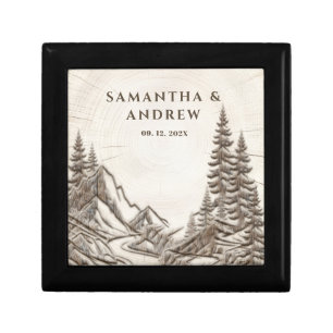 Rustic Mountain Wooden Jewelry Gift Box