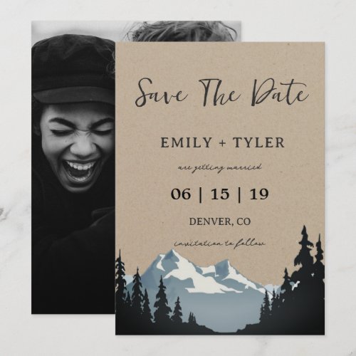Rustic Mountain Woodland Forest Save The Date Invitation