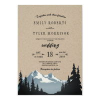 Rustic Mountain Woodland Forest Wedding Card