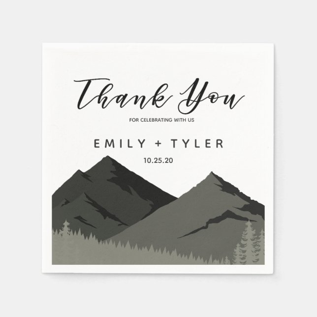 Rustic Mountain Woodland Forest Wedding Custom Napkins (Front)