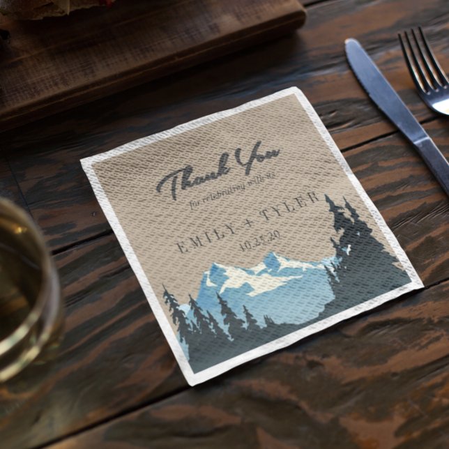 Rustic Mountain Woodland Forest Wedding Custom Paper Napkins (Creator Uploaded)