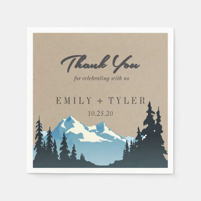 Rustic Mountain Woodland Forest Wedding Custom Paper Napkins | Zazzle