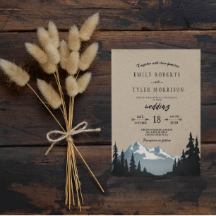 Rustic Mountain Woodland Forest Wedding Invitation