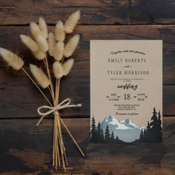 Rustic Mountain Woodland Forest Wedding Invitation by riverme at Zazzle
