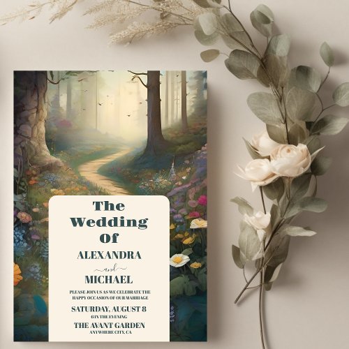 Rustic Mountain Woodland Forest Wedding Invitation
