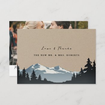 Rustic Mountain Woodland Forest Wedding Photo Thank You Card by riverme at Zazzle