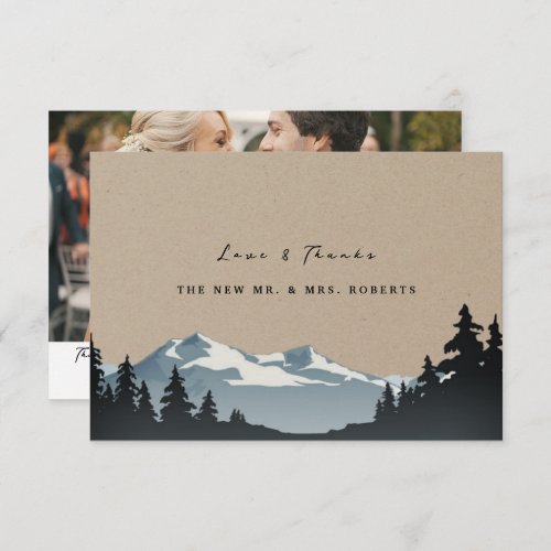 Rustic Mountain Woodland Forest Wedding Photo Thank You Card