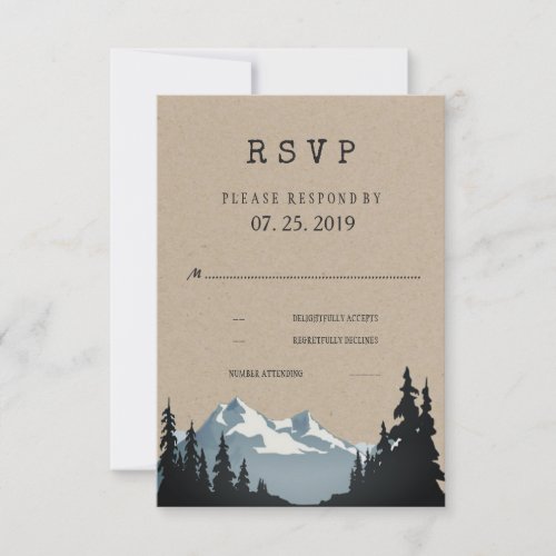 Rustic Mountain Woodland Forest Wedding RSVP