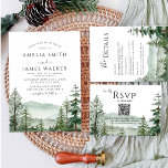 Rustic Mountain Woodland Outdoor Forest Wedding  I Invitation<br><div class="desc">Mountain Forest Wedding Invitation,   Outdoor Wedding Invite,   Nature Wedding Invite,  Serene Mountain Wedding Invitation.</div>