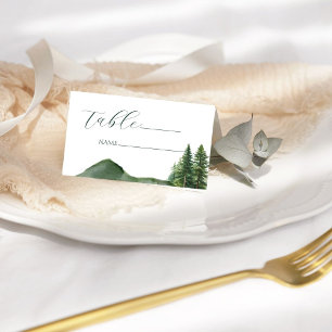 Rustic mountain Woodland Pine Tree wedding Table N Place Card