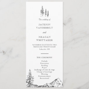 Rustic Mountain Woodland Wedding Program