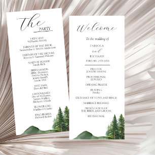 Rustic Mountain Woodland  Wedding Program Card