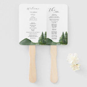 Rustic Mountain Woodland Wedding Program Card Hand Fan