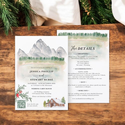 Rustic mountain Wyoming destination wedding  Invitation