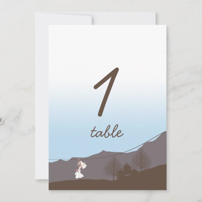Rustic Mountain Zipline Table Number (Front)