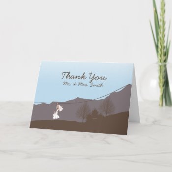 Rustic Mountain Zipline Thank You Card by NoteableExpressions at Zazzle