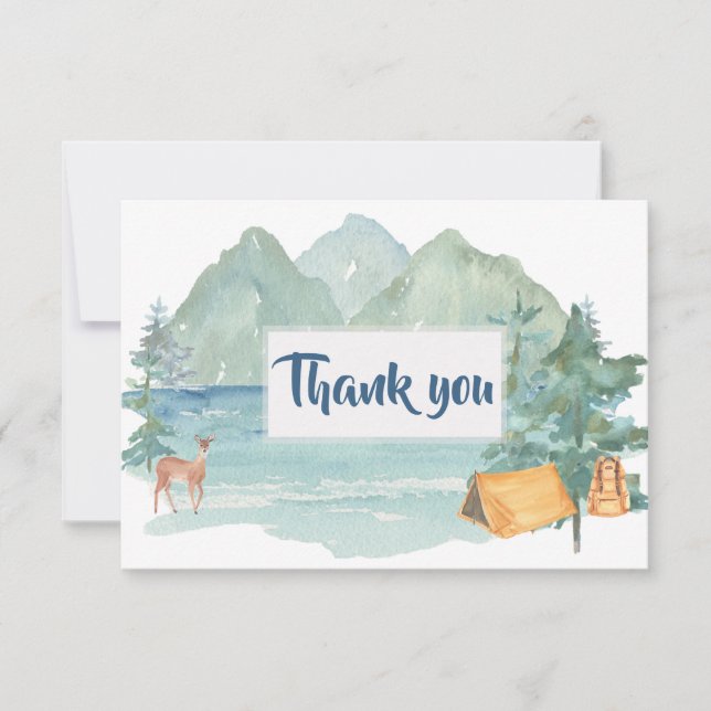 Rustic Mountains Adventure 50th Birthday Thank You (Front)