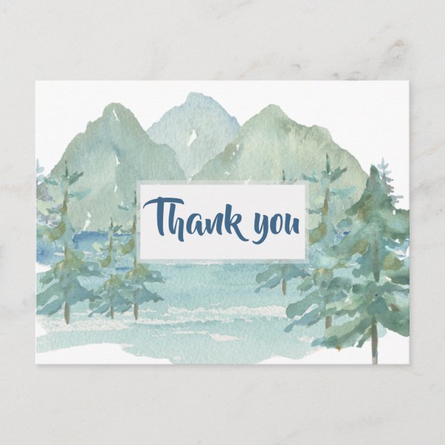 Rustic Mountains Adventure Baby Shower Thank You  Postcard (Front)