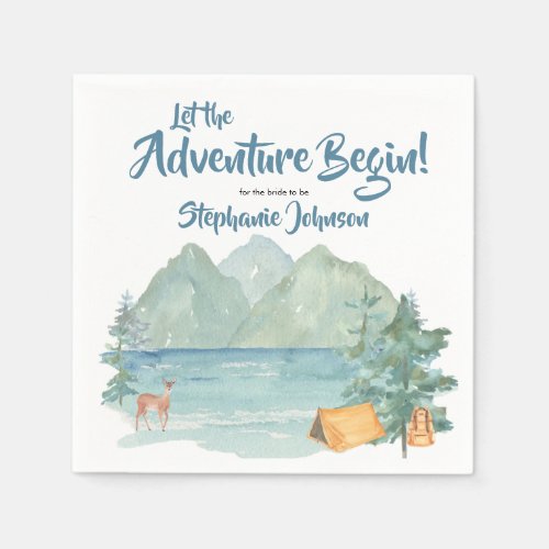 Rustic Mountains Adventure Bridal Shower  Napkins