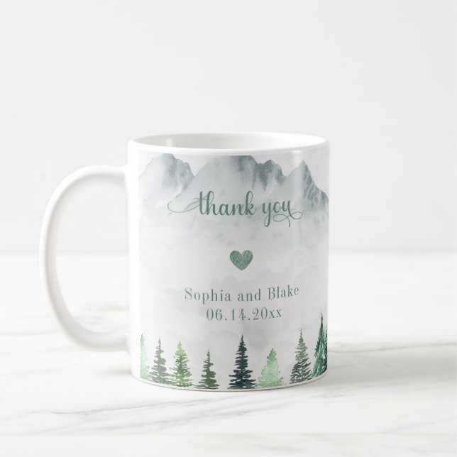 Rustic Mountains and Forest Thank You  Coffee Mug (Left)