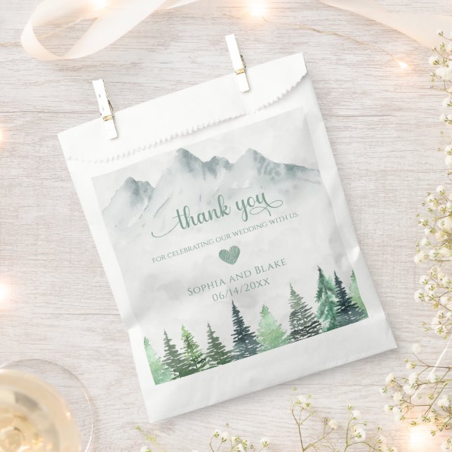Rustic Mountains and Forest Wedding Favor Bags (Clipped)
