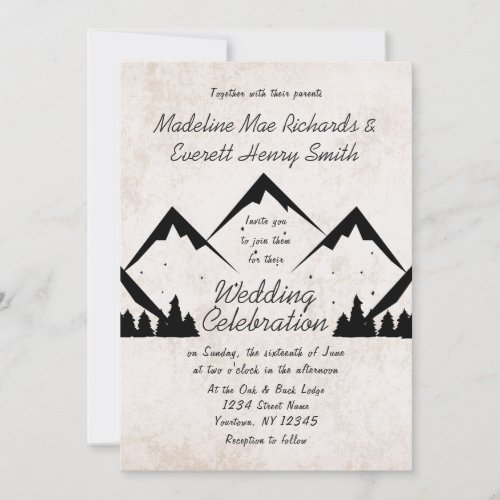 Rustic Mountains and Pine Trees Wedding Invitation