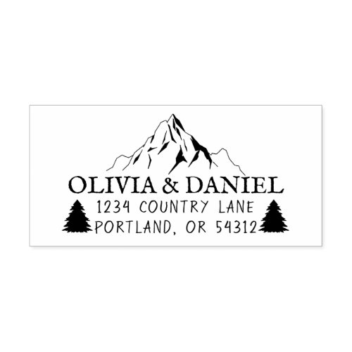 Rustic Mountains and Trees Return Address Self_inking Stamp