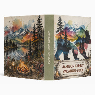 Rustic Mountains Bear Family Vacation 3 Ring Binder