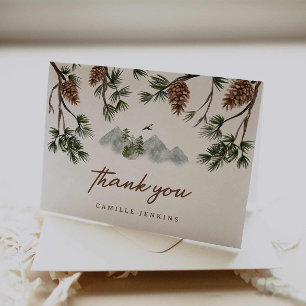 Rustic Mountains Boy Baby Shower Letterpress Thank You Card