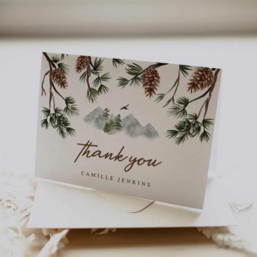 Rustic Mountains Boy Baby Shower Thank You Card