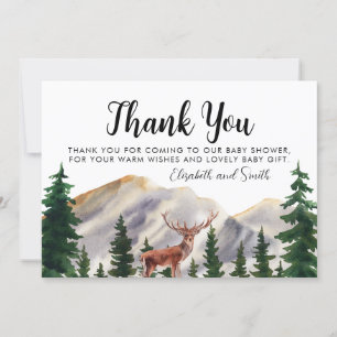 Rustic Mountains Deer Baby Shower Thank You Card