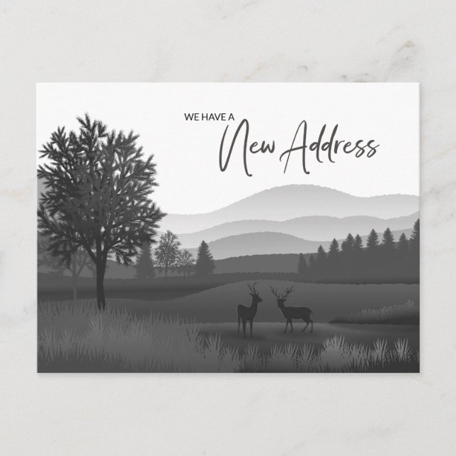 Rustic Mountains Deer Change Address New Home Postcard (Front)