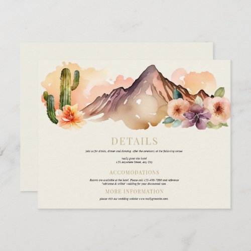 Rustic Mountains  Desert Wedding Enclosure Card