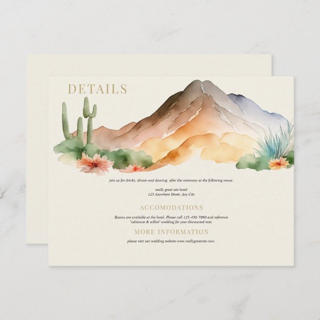 Rustic Mountains | Desert Wedding Enclosure Card (Front/Back)