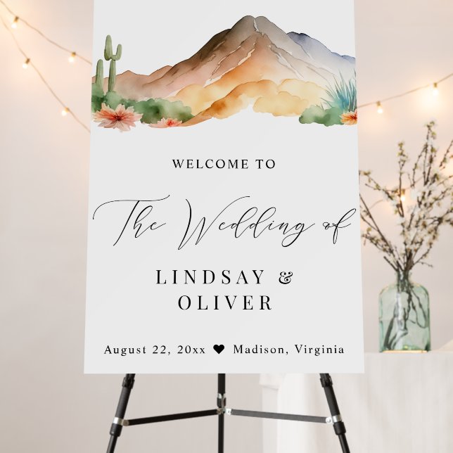 Rustic Mountains | Desert Wedding Poster (In Situ (Stand))