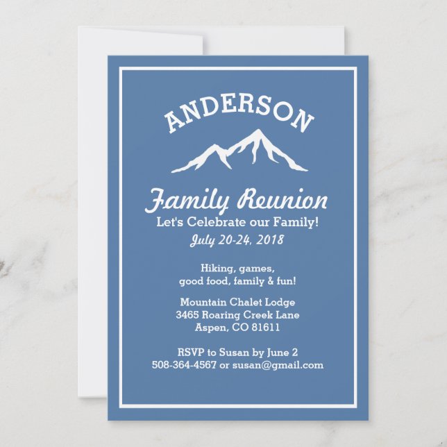 Rustic Mountains Family Reunion Trip Get Together Invitation (Front)