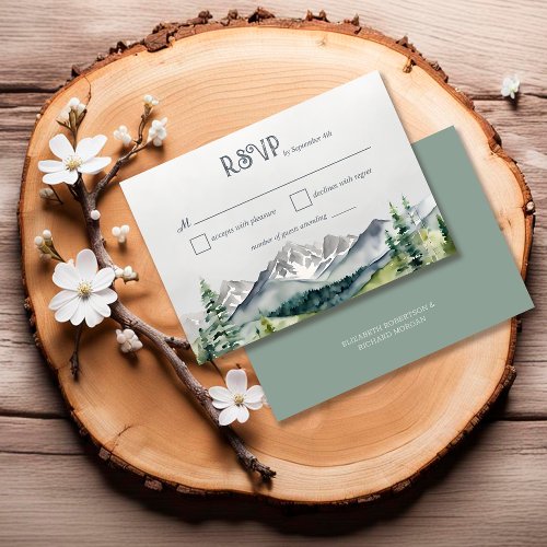 Rustic Mountains Forest Adventure Begins Wedding RSVP Card