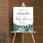Rustic Mountains Forest Baby Shower Welcome Sign at Zazzle