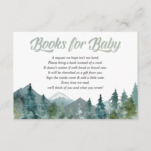 Rustic mountains forest book instead of card