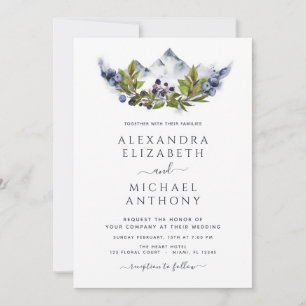 Rustic Mountains Forest Photo Watercolor Wedding Invitation