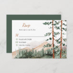 Rustic Mountains Forest Pine Spruce Trees Wedding RSVP Card