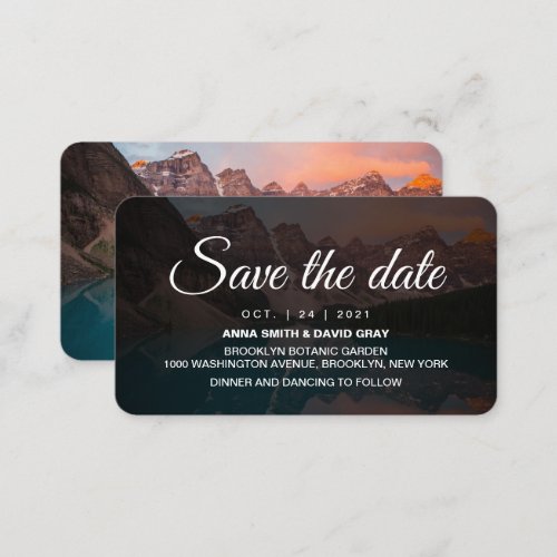 Rustic Mountains Forest Script Save The Date Card