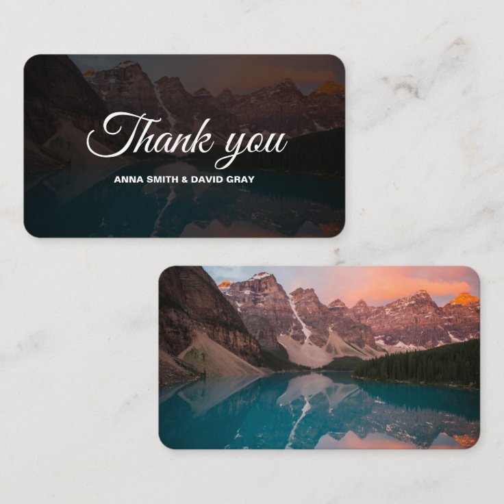 Rustic Mountains Forest Script Thank You Card Zazzle