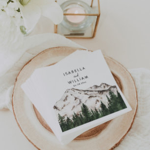 Rustic Mountains Forest Wedding Napkins