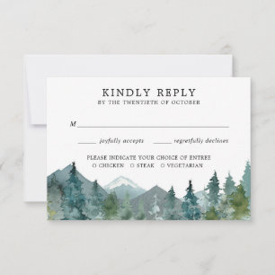 Rustic mountains forest woods wedding RSVP