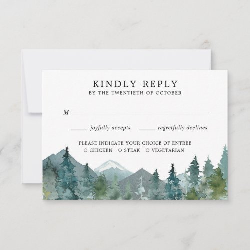 Rustic mountains forest woods wedding RSVP