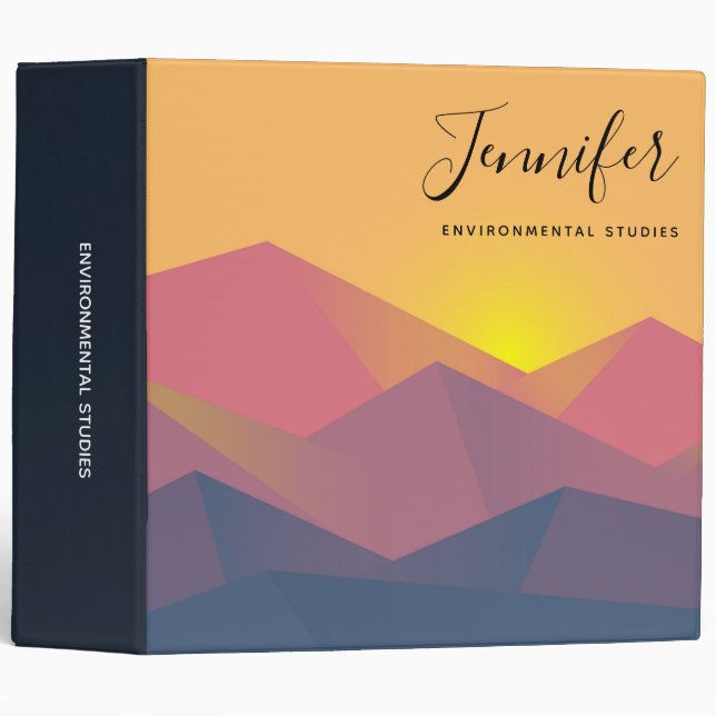 Rustic Mountains Geometric Minimalist 3 Ring Binder (Front/Spine)